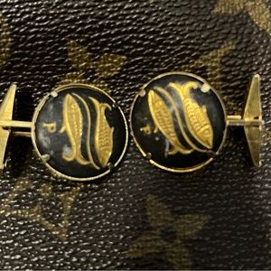 Vintage Toledo Gold Pisces Cufflinks